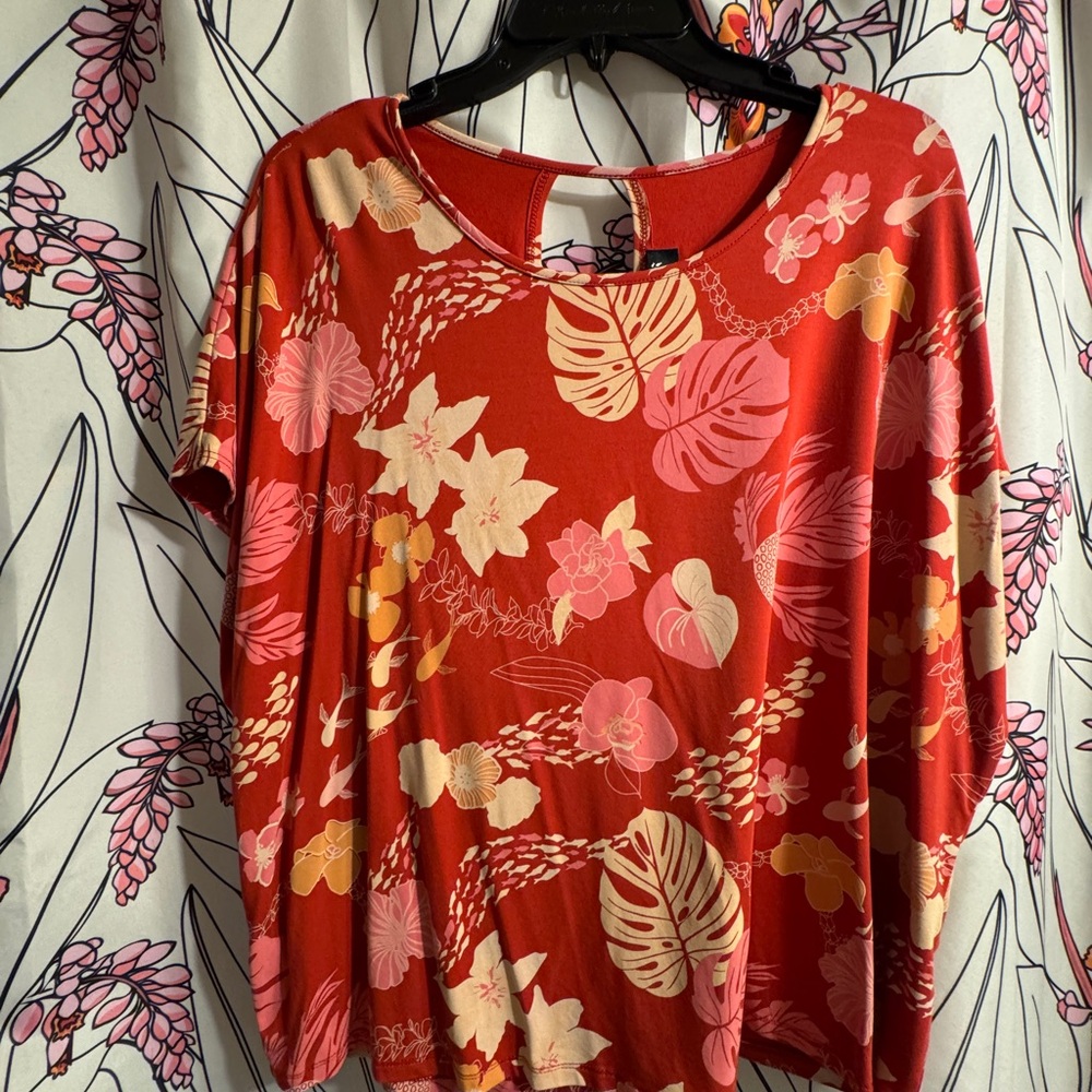 Fighting Eel Red Floral Blouse